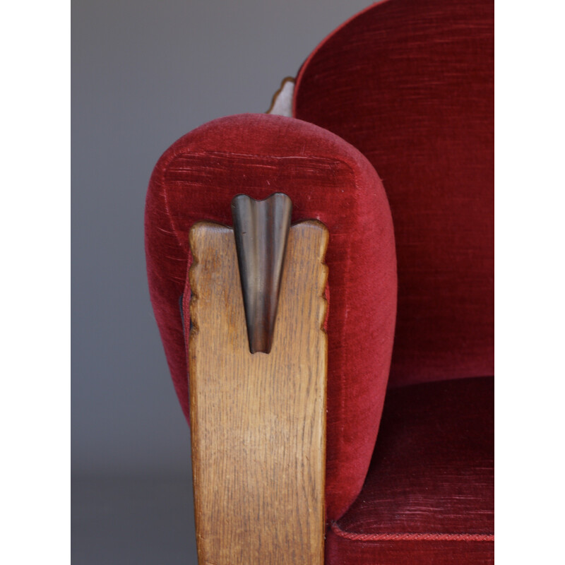 Pair of vintage Amsterdam School club armchairs, 1930s