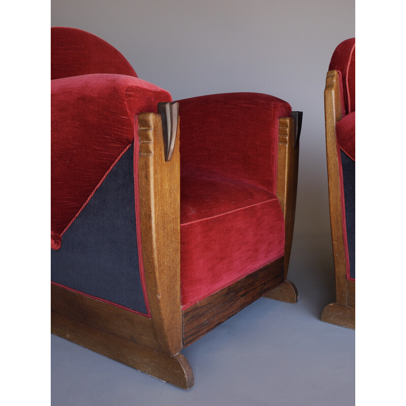 Pair of vintage Amsterdam School club armchairs, 1930s