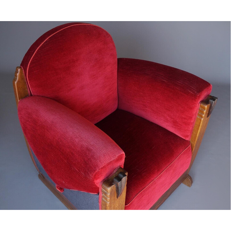 Pair of vintage Amsterdam School club armchairs, 1930s