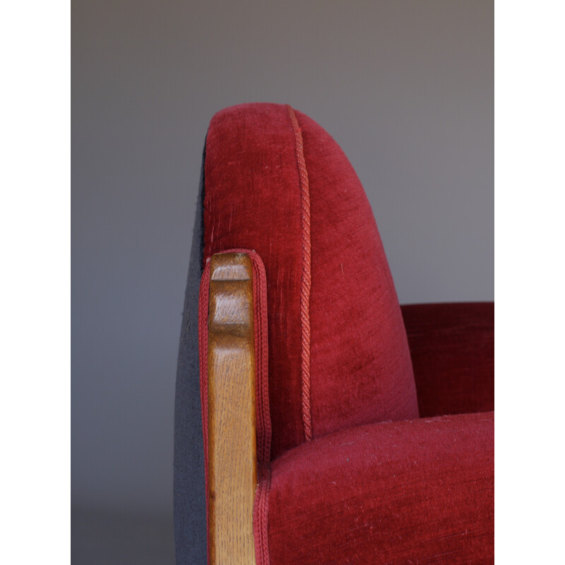 Pair of vintage Amsterdam School club armchairs, 1930s