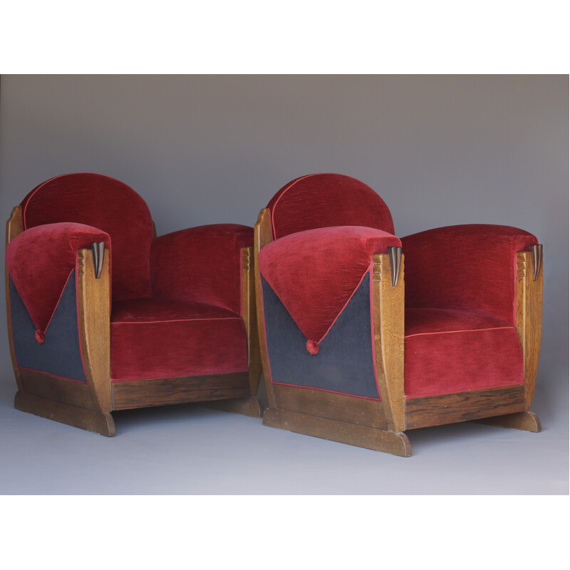 Pair of vintage Amsterdam School club armchairs, 1930s