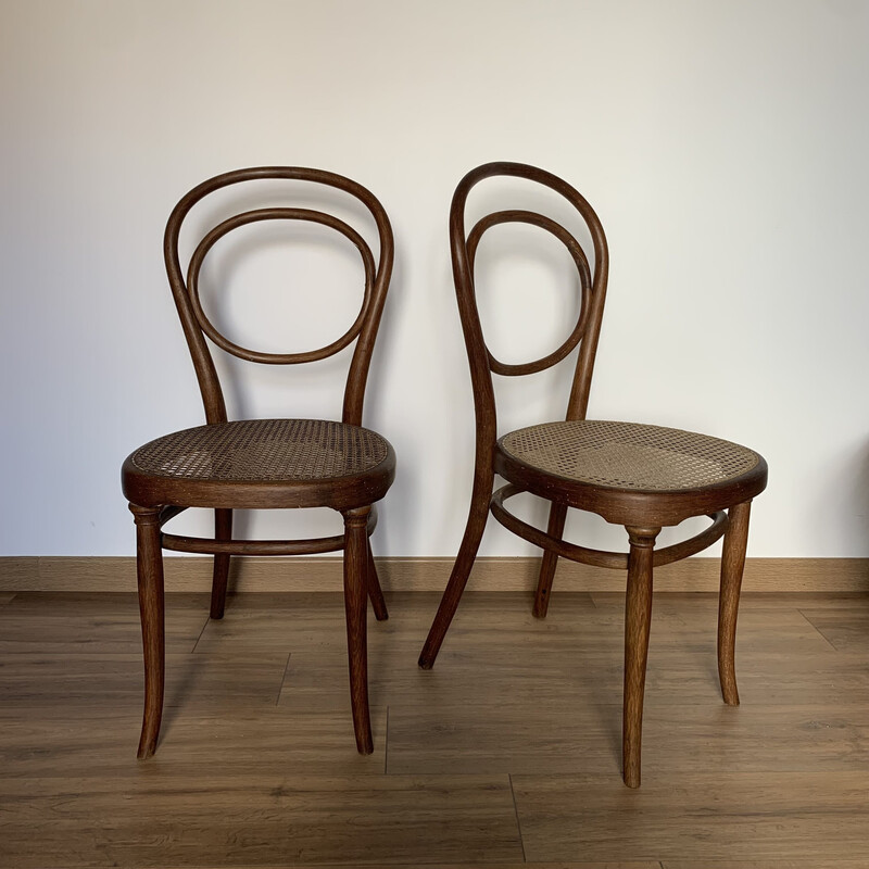 Pair of vintage Thonet chairs model n° 10 in bentwood, 1890