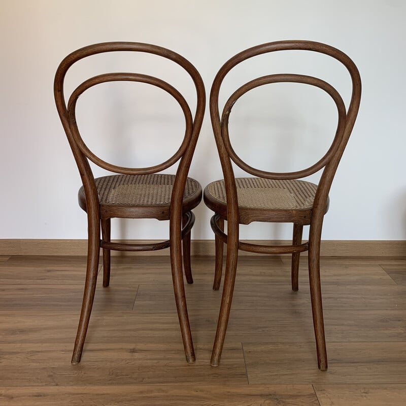 Pair of vintage Thonet chairs model n° 10 in bentwood, 1890