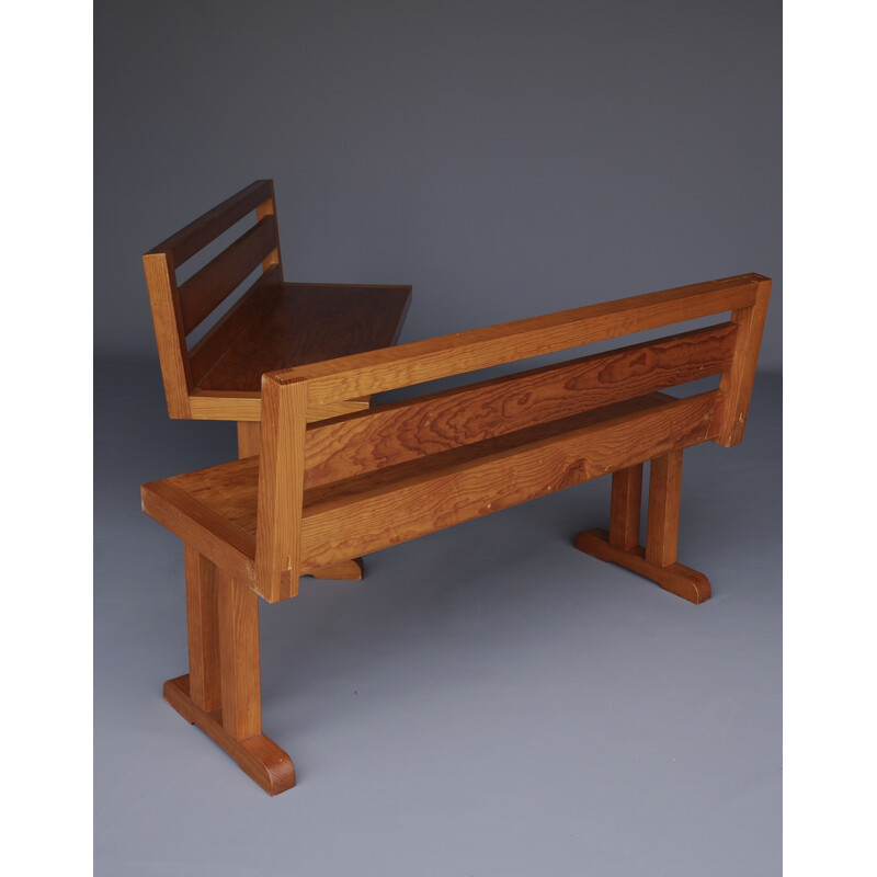 Pair of vintage scandinavian pine benches, 1970s