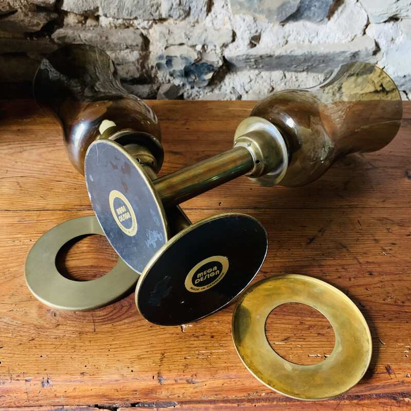 Pair of vintage brass candlesticks by Mega Design