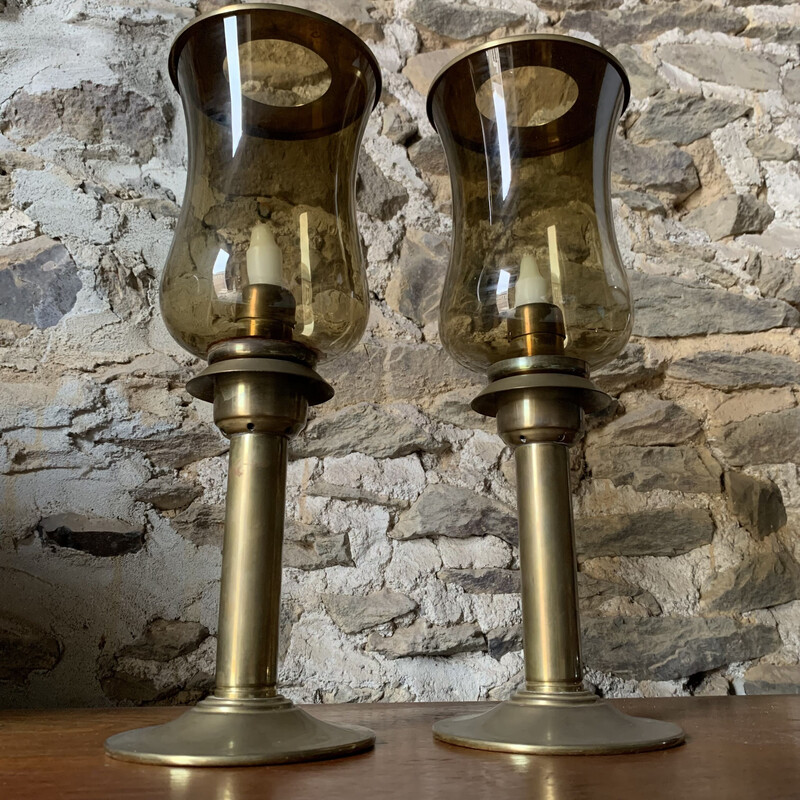 Ein Paar Vintage-Kerzenhalter aus Messing von Mega Design