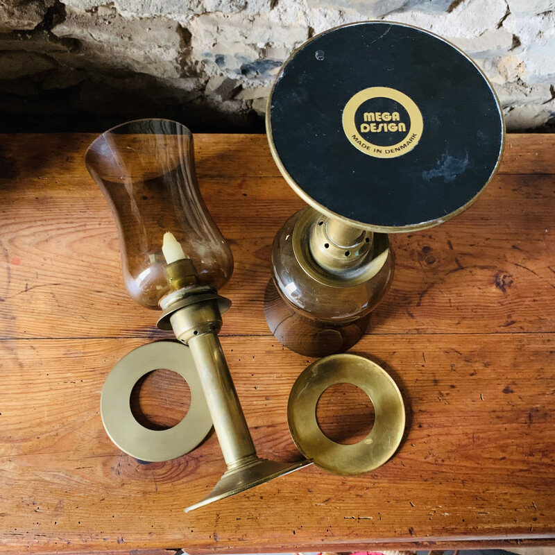 Pair of vintage brass candlesticks by Mega Design