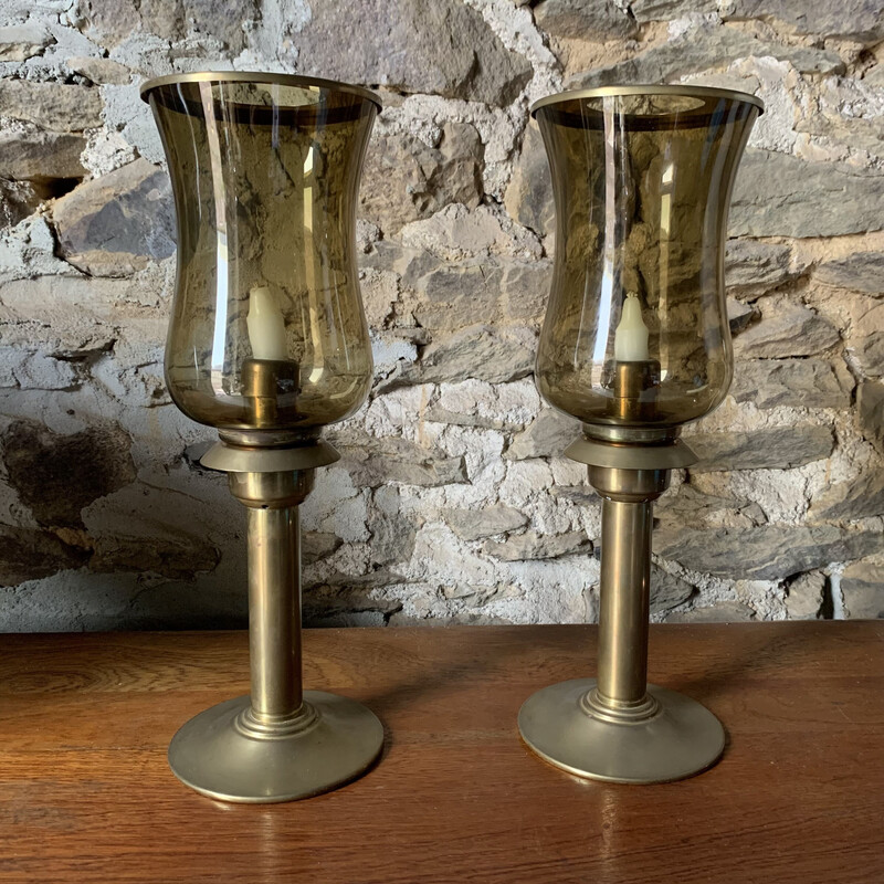 Ein Paar Vintage-Kerzenhalter aus Messing von Mega Design