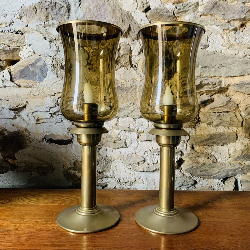 Pair of vintage brass candlesticks by Mega Design