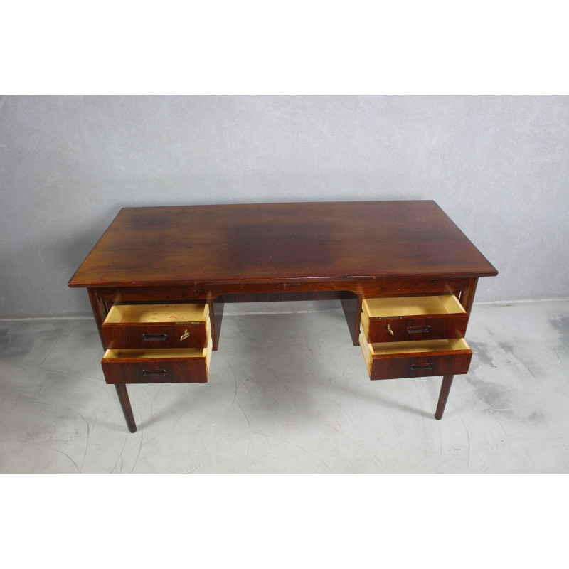 Vintage rosewood and brass writing desk by Ole Wanscher, 1960s