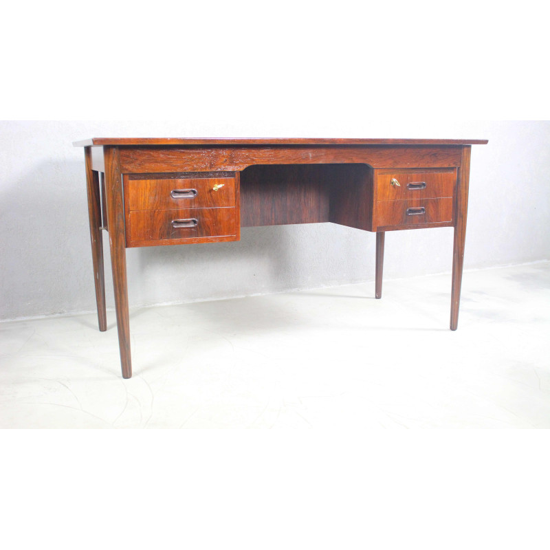 Vintage rosewood and brass writing desk by Ole Wanscher, 1960s