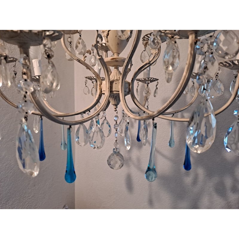 Lustre italien vintage à deux étages en verre de Murano