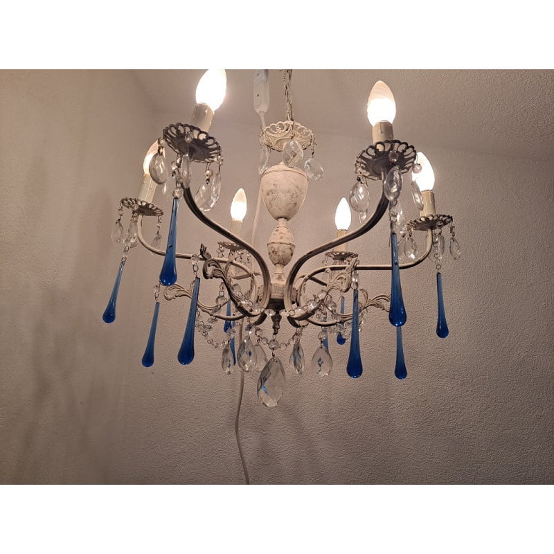 Lampadario d'epoca in vetro di Murano a due piani