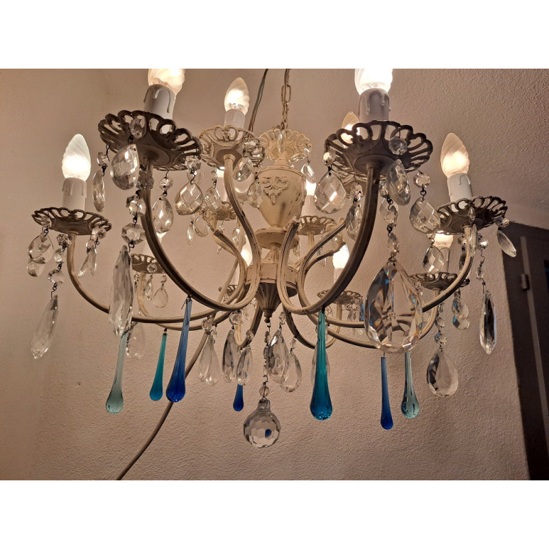 Lámpara de cristal italiano de Murano de dos niveles