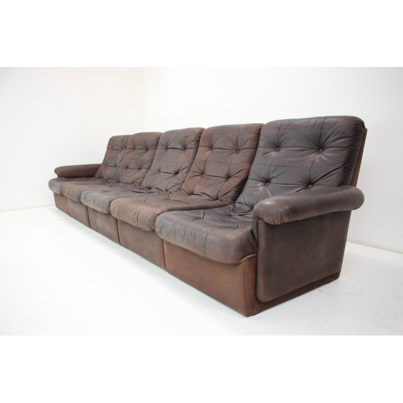 Modulares Vintage-Fünf-Sitzer-Sofa aus Leder, Italien 1980