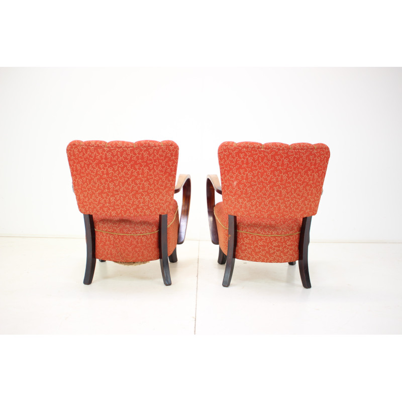 Pair of vintage armchairs H-237 by J. Halabala, Czechoslovakia 1950s