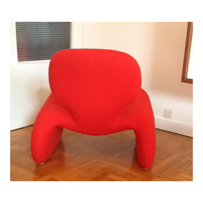 "Djinn" red low chair, Olivier MOURGUE - 1960s