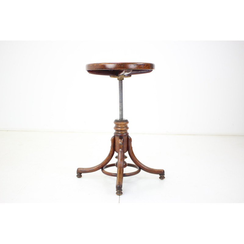 Vintage adjustable piano stool by Thonet, 1918