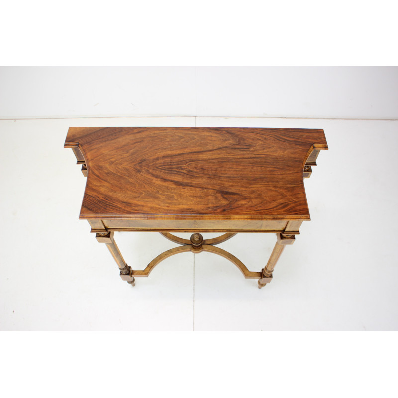 Mesa de madeira vintage e de console de madeira folheada, 1890