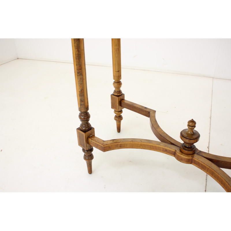 Vintage wood and veneer console table, 1890