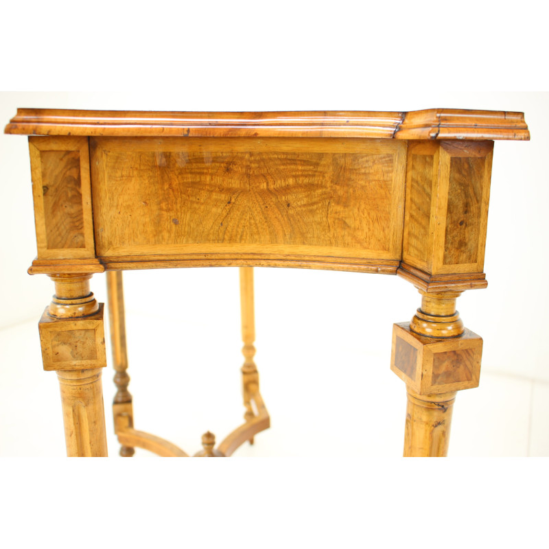 Mesa de madeira vintage e de console de madeira folheada, 1890