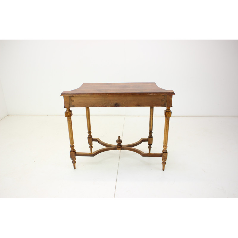 Table console vintage en bois et placage, 1890