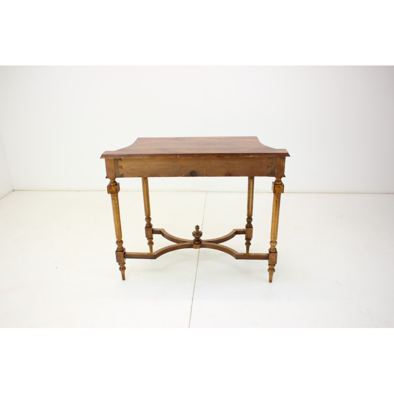 Vintage wood and veneer console table, 1890