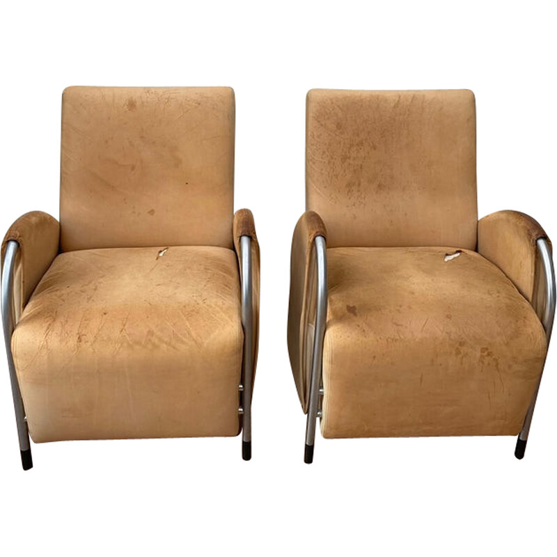 Pair of vintage Art Deco armchairs by Jan des Bouvrie for Gelderland