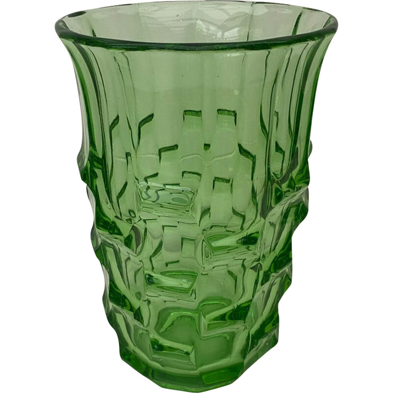 Vintage green Art Deco vase by August Walther and Söhne, Germany 1930s