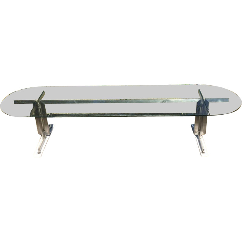 Vintage glazen tafel met 2 verlengstukken, 1970