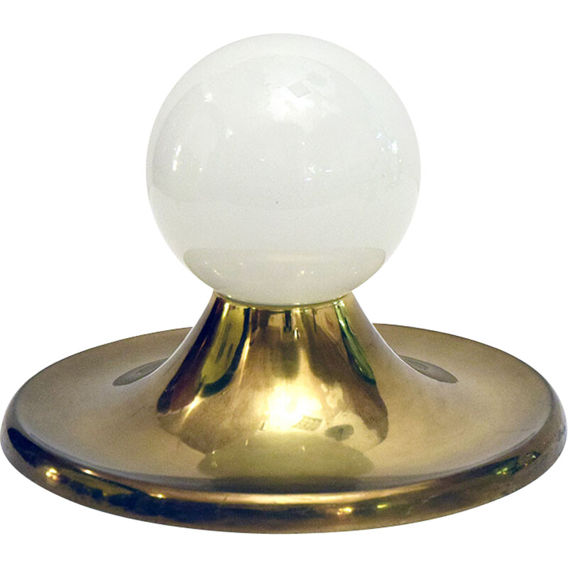 Vintage wall lamp in brass and opaline glass by Gino Sarfatti for Flos, 1970s