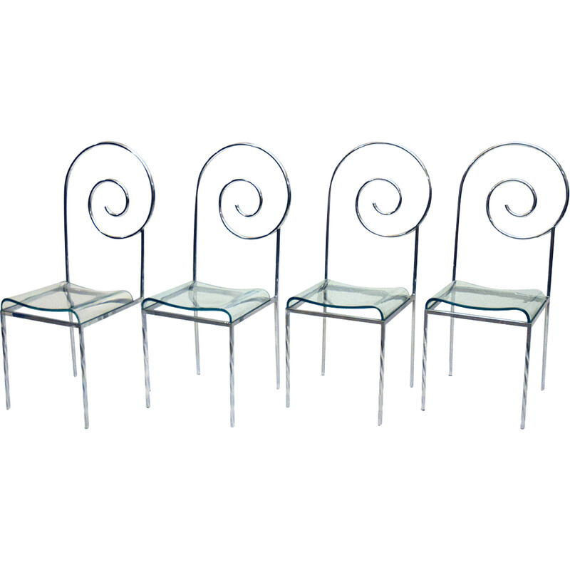 Set of 4 vintage Suspiral chairs by Luigi Serafini for Sawaya and Moroni, 1980s