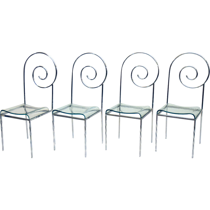 Conjunto de 4 cadeiras suspirantes vintage de Luigi Serafini para Sawaya e Moroni, 1980