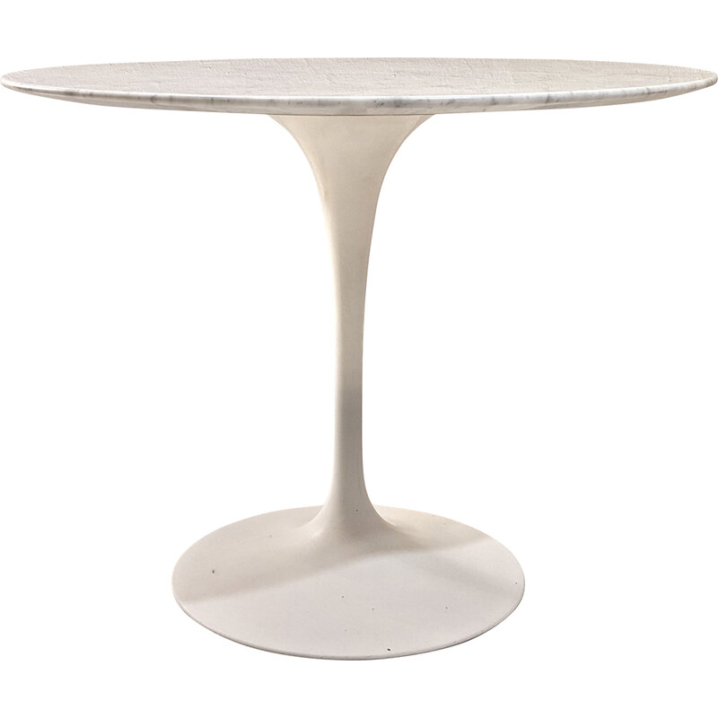 Tavolo rotondo vintage in marmo di Carrara di Eero Saarinen per Knoll, 1960