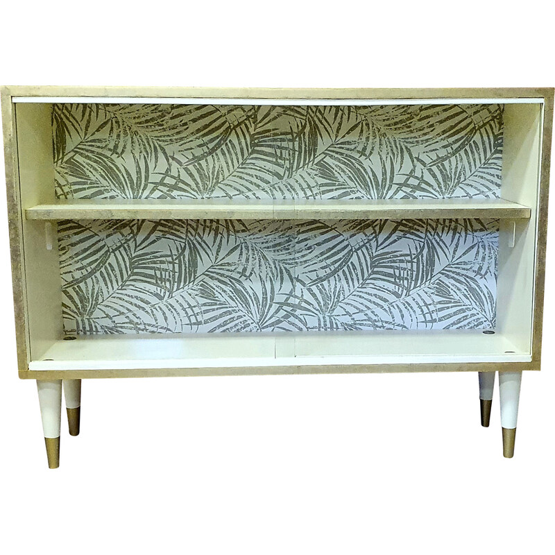 Vintage cream and gold display cabinet, Poland 1970s