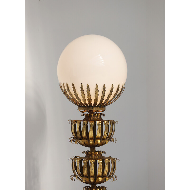 Lampadaire vintage en métal doré, 1970