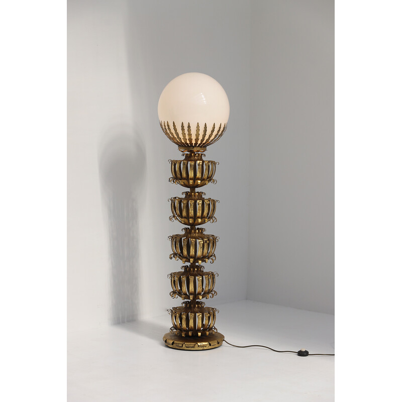 Vintage gilt metal floor lamp, 1970s