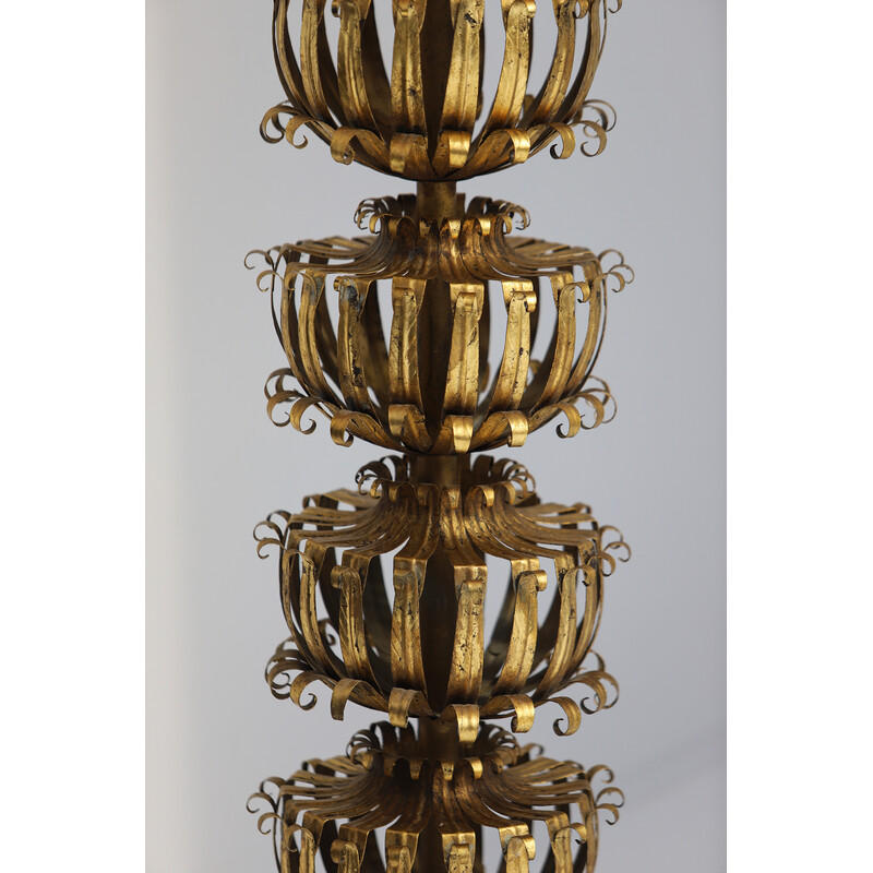 Vintage gilt metal floor lamp, 1970s