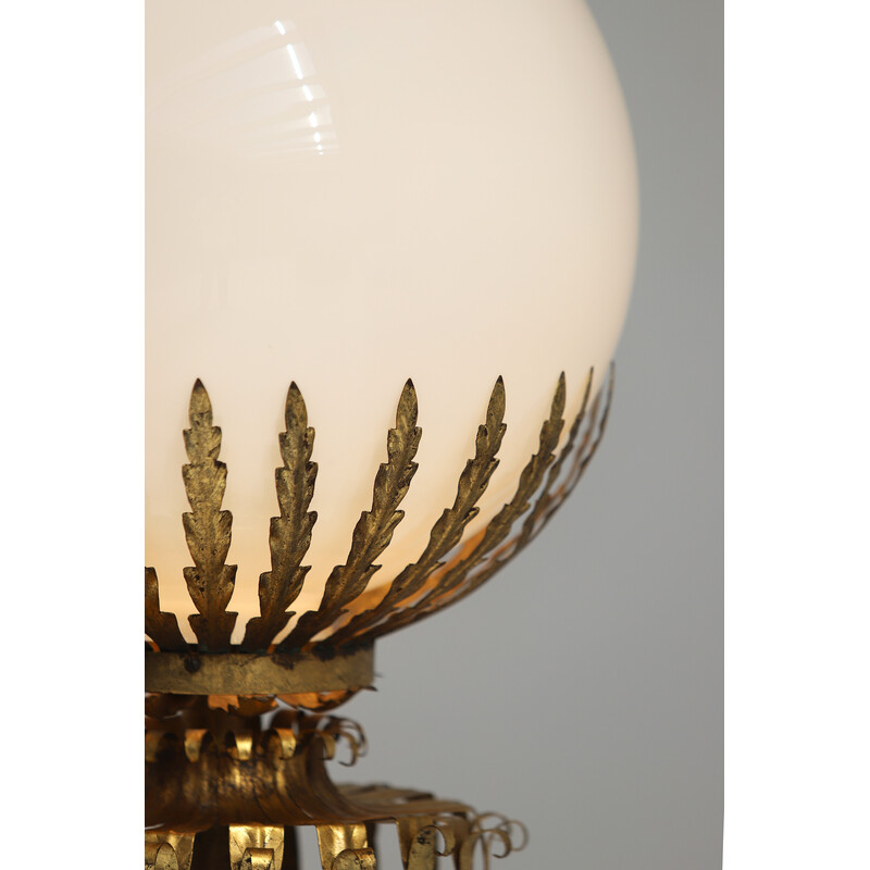 Lámpara de pie de metal dorado vintage, años 70