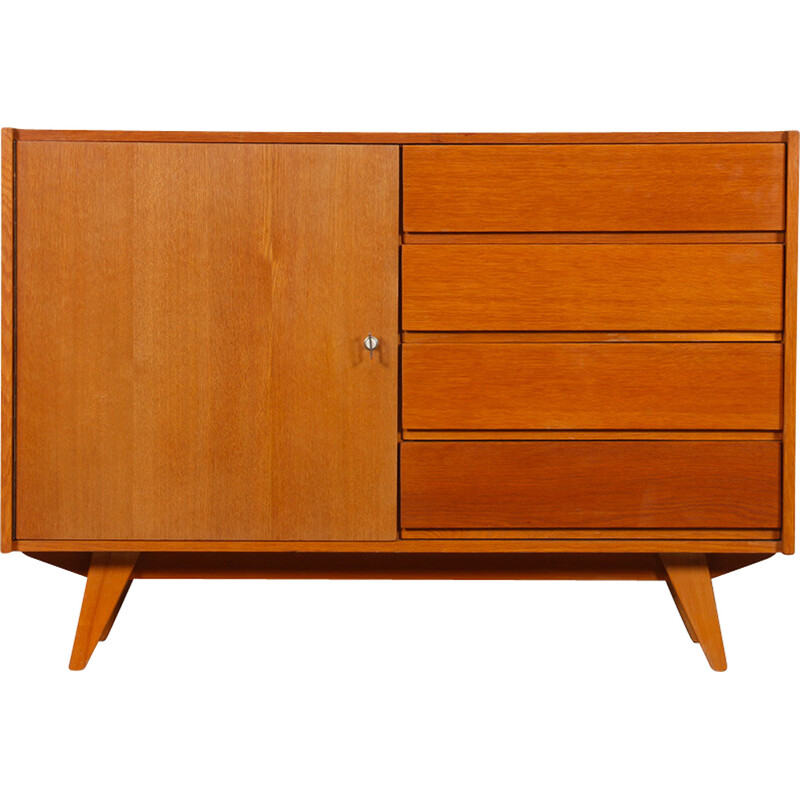 Vintage chest of drawers model U-458 in oakwood by Jiri Jiroutek for Interier Praha, Czech Republic 1960