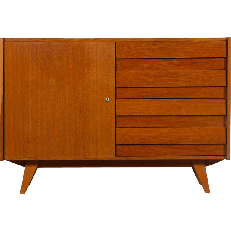 Vintage oakwood chest of drawers model U-458 by Jiri Jiroutek for Interier Praha, 1960