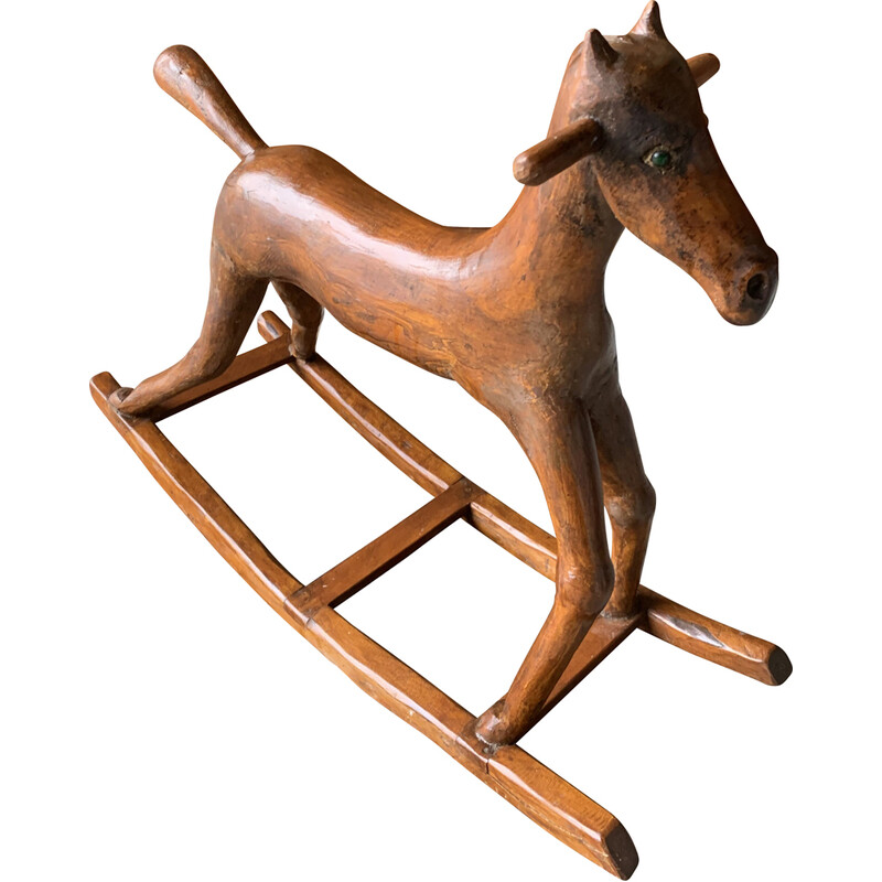 Cavallo a dondolo vintage in legno