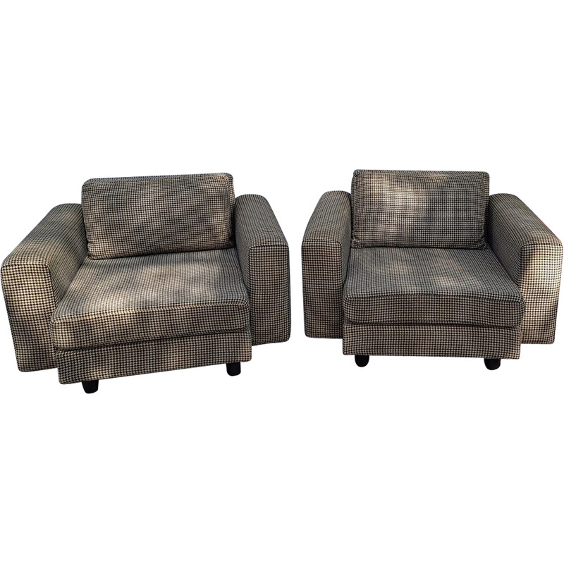 Pair of vintage Arflex poltronas in fabric by Marco Zanuso for Mcm, 1950-1960s