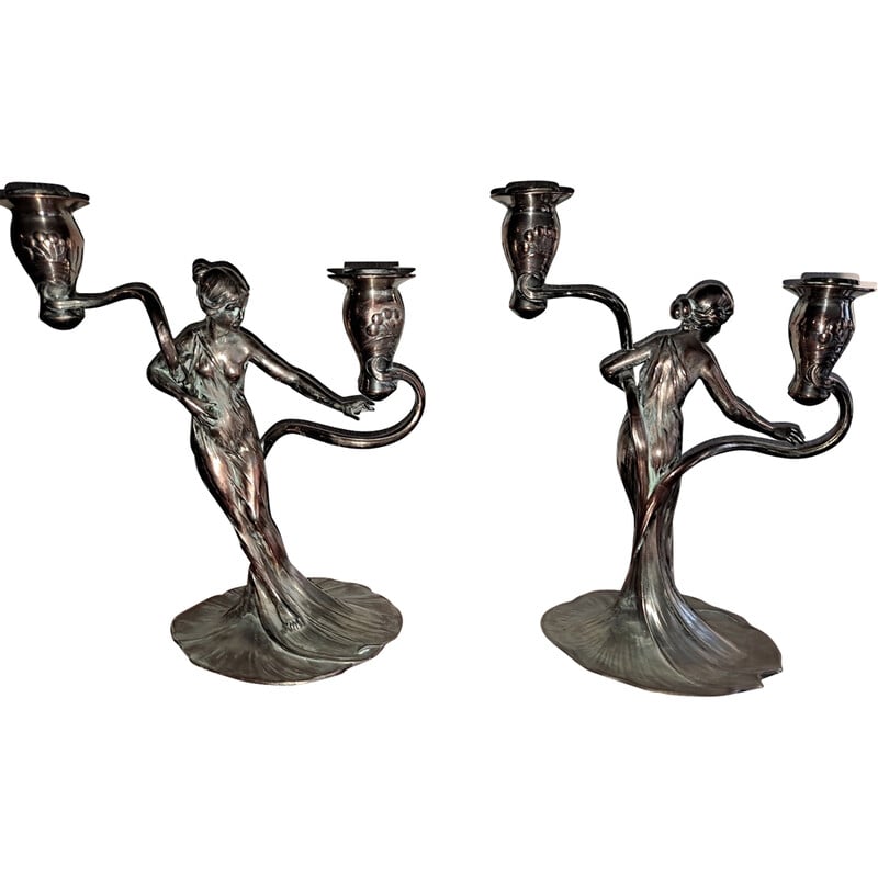 Pair of vintage "art nouveau" candlesticks by Wmf, 1904