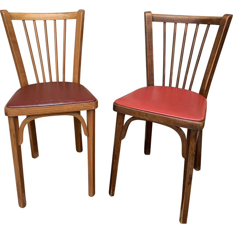 Coppia di sedie da bistrot vintage in skai di Baumann