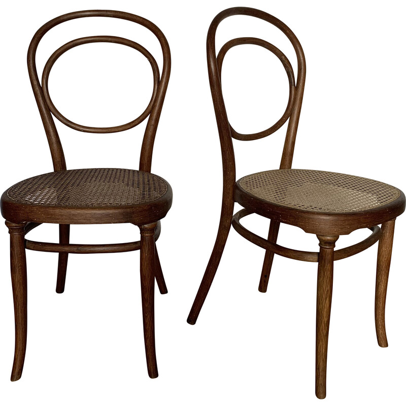 Pair of vintage Thonet chairs model n° 10 in bentwood, 1890