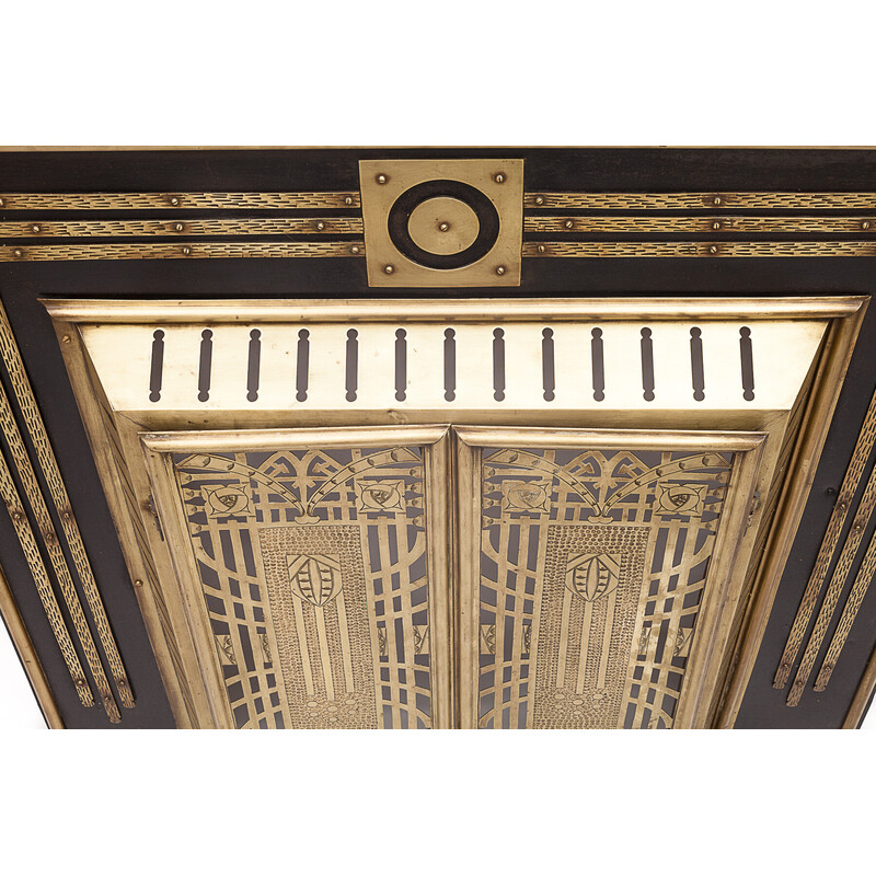 Vintage Art Deco iron and brass fireplace surround, 1900