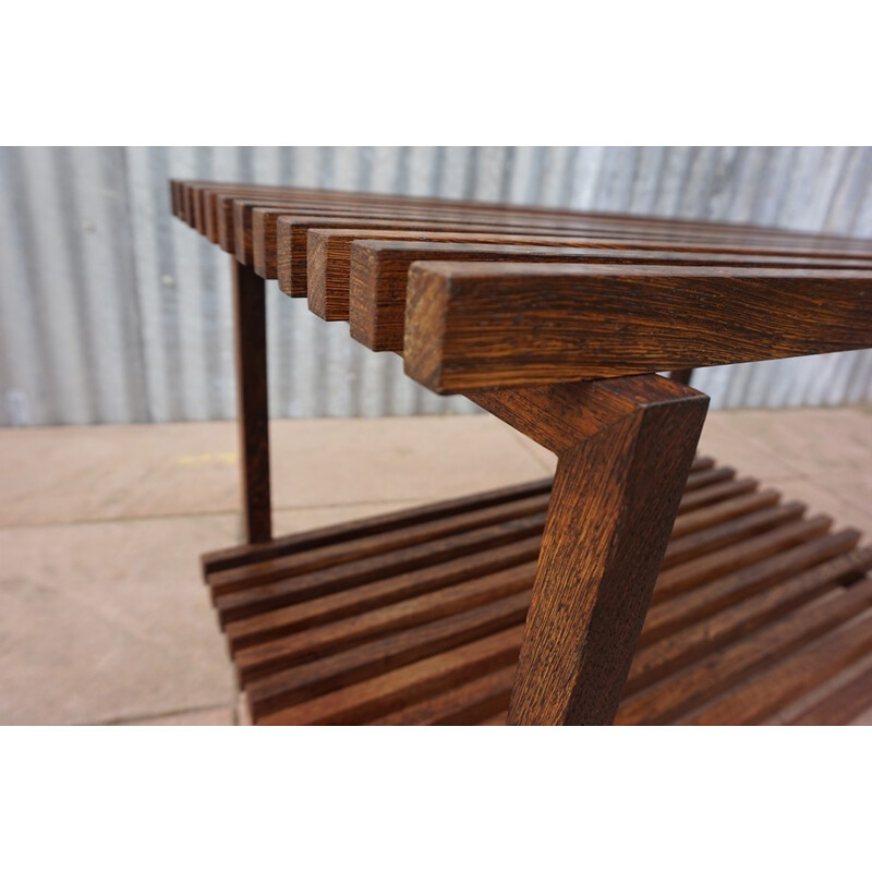 Mid century Architectural Wenge Slat Bench - 1960s