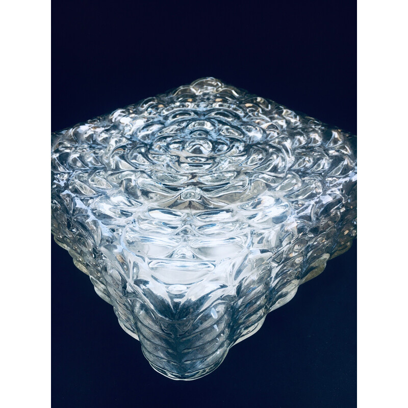 Vintage Mcm square "Flower" glass wall lamp, Germany 1970s