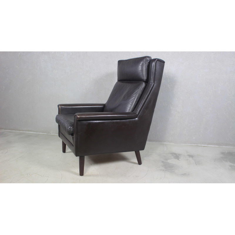 Vintage black leather armchair by Georg Thams, Denmark 1960s